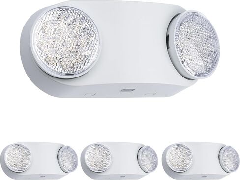 GRUENLICH LED Emergency Light with Battery Backup, Two Bug Eye Heads Adjustable Emergency Lighting, US Standard, AC 120-277V, Hardwired Commercial Emergency Light Fixtures for Business, 4-Pack in Saudi Arabia