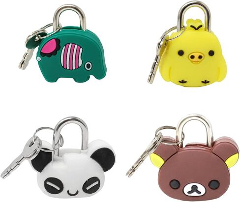 Honbay 4PCS Cute Cartoon Animal Padlock Mini Padlock Lock with Key - for Jewelry Box, Purse, Handbag, Backpacks, Cabinet, Treasure Chest, Suitcases, Lockers, Letter Box, Diary, Notebook, etc in Saudi Arabia