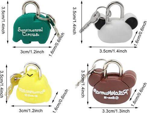 Honbay 4PCS Cute Cartoon Animal Padlock Mini Padlock Lock with Key - for Jewelry Box, Purse, Handbag, Backpacks, Cabinet, Treasure Chest, Suitcases, Lockers, Letter Box, Diary, Notebook, etc in Saudi Arabia