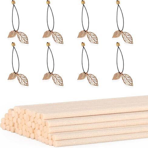 40PCS Black Reed Diffuser Sticks, Fiber Reed Stick Set with 8PCS Gold Leaf Decorations for Essential Oil Aroma Refill, Spa, Fragrance, Aromatherapy(7.87'' x 3 mm) in Saudi Arabia