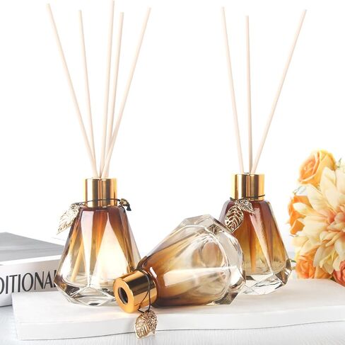 40PCS Black Reed Diffuser Sticks, Fiber Reed Stick Set with 8PCS Gold Leaf Decorations for Essential Oil Aroma Refill, Spa, Fragrance, Aromatherapy(7.87'' x 3 mm) in Saudi Arabia