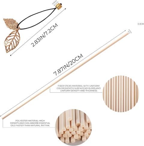 40PCS Black Reed Diffuser Sticks, Fiber Reed Stick Set with 8PCS Gold Leaf Decorations for Essential Oil Aroma Refill, Spa, Fragrance, Aromatherapy(7.87'' x 3 mm) in Saudi Arabia