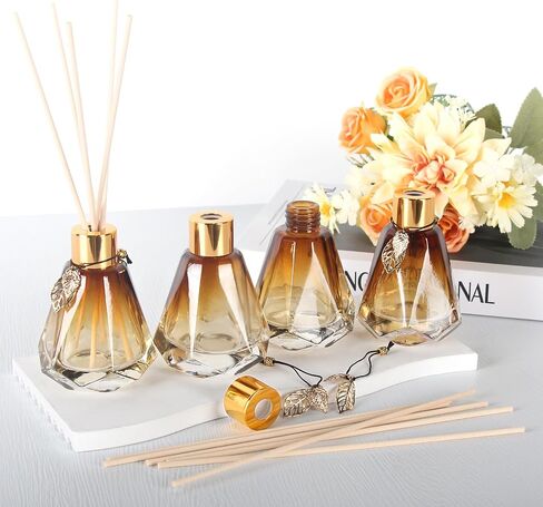 40PCS Black Reed Diffuser Sticks, Fiber Reed Stick Set with 8PCS Gold Leaf Decorations for Essential Oil Aroma Refill, Spa, Fragrance, Aromatherapy(7.87'' x 3 mm) in Saudi Arabia