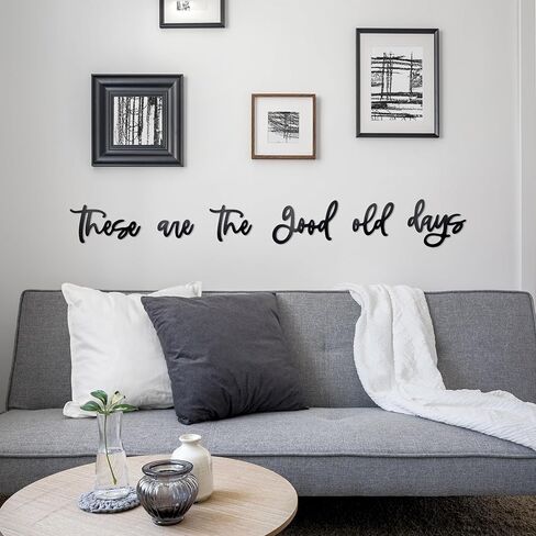 علامة حائط خشبية من noxozozqm هذه هي الأيام القديمة الجيدة لديكور المنزل، علامة الأيام القديمة الجيدة للمطبخ، وغرفة المعيشة، وغرفة النوم، باللون الأسود، 37.8×5 بوصة in Kuwait