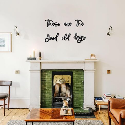 علامة حائط خشبية من noxozozqm هذه هي الأيام القديمة الجيدة لديكور المنزل، علامة الأيام القديمة الجيدة للمطبخ، وغرفة المعيشة، وغرفة النوم، باللون الأسود، 37.8×5 بوصة in Kuwait