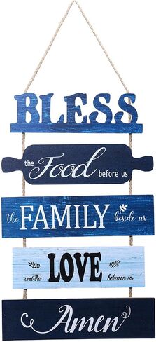 Wall Art Dining Room Wall Decor Signs, Great Gift for Farmhouse Kitchen Wall Decor Wooden Collage Wall Art Decorations, Rustic Vintage Kitchen Decor Hanging Wood Signs(Deep Sea Blue) in Saudi Arabia