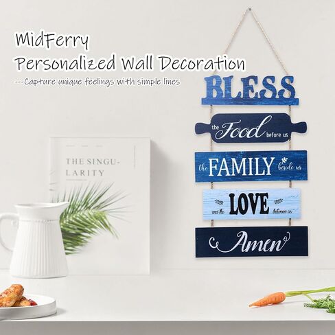 Wall Art Dining Room Wall Decor Signs, Great Gift for Farmhouse Kitchen Wall Decor Wooden Collage Wall Art Decorations, Rustic Vintage Kitchen Decor Hanging Wood Signs(Deep Sea Blue) in Saudi Arabia