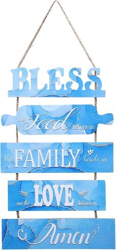 Wall Art Dining Room Wall Decor Signs, Great Gift for Farmhouse Kitchen Wall Decor Wooden Collage Wall Art Decorations, Rustic Vintage Kitchen Decor Hanging Wood Signs(Deep Sea Blue) in Saudi Arabia