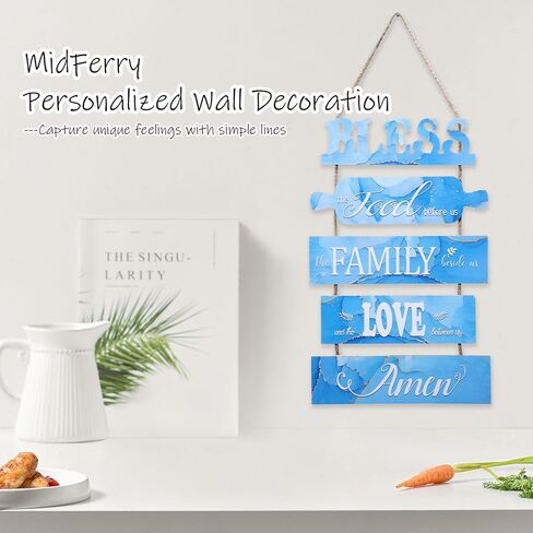 Wall Art Dining Room Wall Decor Signs, Great Gift for Farmhouse Kitchen Wall Decor Wooden Collage Wall Art Decorations, Rustic Vintage Kitchen Decor Hanging Wood Signs(Deep Sea Blue) in Saudi Arabia