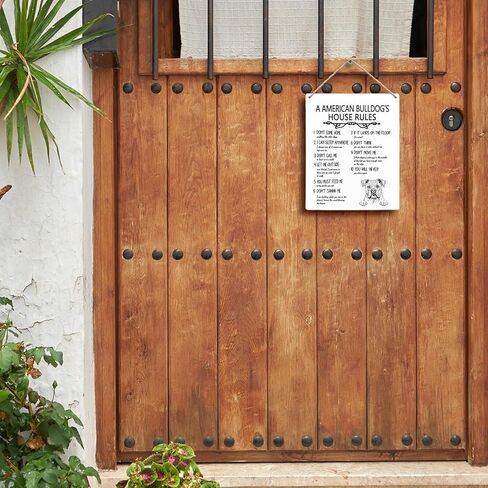 A English Bulldog’s House Rules Dog Wooden Signs 8x10, English Bulldog Gifts for Dog Lovers Owners Women Men, English Bulldog Dog Wall Decor, Dog Signs for Home Decor, Dog House Rules Sign in Kuwait