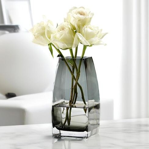 Modern Tall Clear Glass Flower Vase,Large Unique Vases Home Decor, Big Bud Vase for Centerpieces Table top,Room Decor,Crystal Decorative Flower Vases for Bouquet,Boho Vases for Flowers,Gift in Saudi Arabia