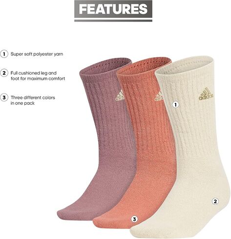 adidas Men's Super Soft Cushioned Comfort Cozy Crew Socks (3-Pair) in Saudi Arabia