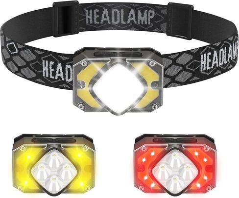 BORUIT G7 LED Rechargeable Headlamp Super Bright Motion Sensor Head lamp with Red Light,USB-C 5 Modes IPX6 Waterproof Head Light Gear for Adult Running Fishing Camping,Outdoor Emergency & Daily Use in Kuwait