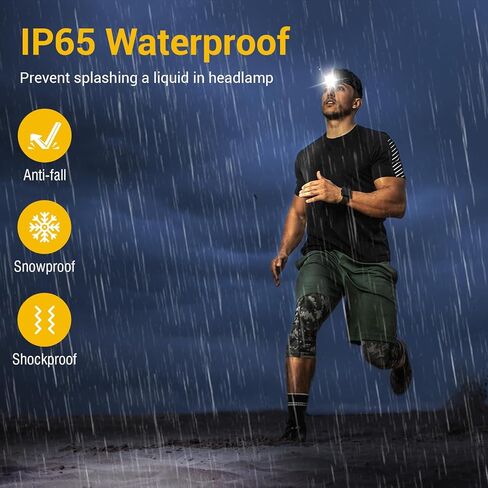 BORUIT G7 LED Rechargeable Headlamp Super Bright Motion Sensor Head lamp with Red Light,USB-C 5 Modes IPX6 Waterproof Head Light Gear for Adult Running Fishing Camping,Outdoor Emergency & Daily Use in Kuwait
