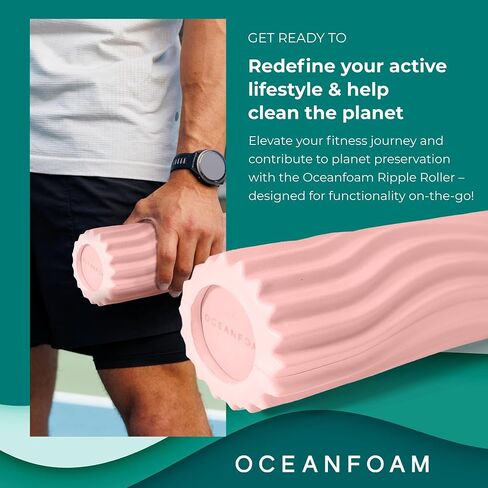 Oceanfoam Ripple Roller - أسطوانة إسفنجية لتدليك العضلات لآلام الظهر والتمدد - مموج مريح - اليوغا وألعاب القوى والعافية - حجم السفر، 11 بوصة × 3.35 بوصة - أسود in Kuwait