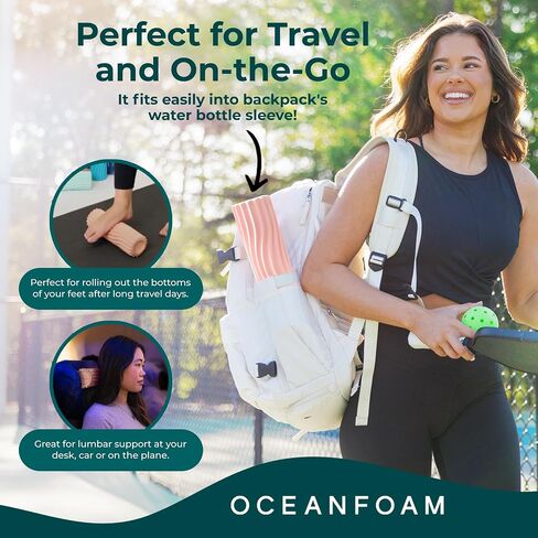 Oceanfoam Ripple Roller - أسطوانة إسفنجية لتدليك العضلات لآلام الظهر والتمدد - مموج مريح - اليوغا وألعاب القوى والعافية - حجم السفر، 11 بوصة × 3.35 بوصة - أسود in Kuwait