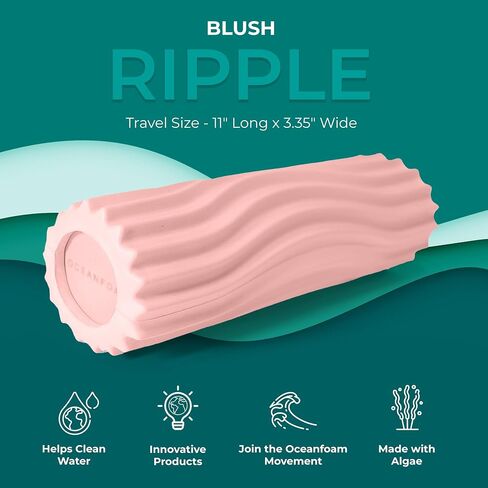 Oceanfoam Ripple Roller - أسطوانة إسفنجية لتدليك العضلات لآلام الظهر والتمدد - مموج مريح - اليوغا وألعاب القوى والعافية - حجم السفر، 11 بوصة × 3.35 بوصة - أسود in Kuwait