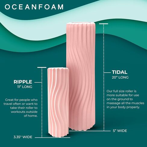Oceanfoam Ripple Roller - أسطوانة إسفنجية لتدليك العضلات لآلام الظهر والتمدد - مموج مريح - اليوغا وألعاب القوى والعافية - حجم السفر، 11 بوصة × 3.35 بوصة - أسود in Kuwait