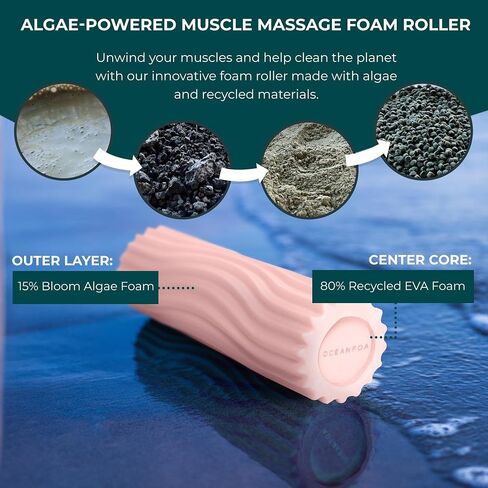 Oceanfoam Ripple Roller - أسطوانة إسفنجية لتدليك العضلات لآلام الظهر والتمدد - مموج مريح - اليوغا وألعاب القوى والعافية - حجم السفر، 11 بوصة × 3.35 بوصة - أسود in Kuwait