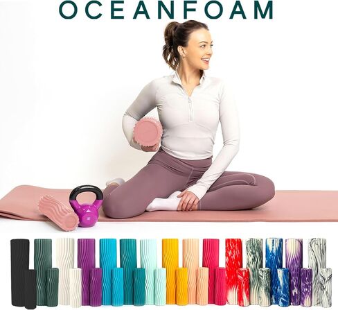 Oceanfoam Ripple Roller - أسطوانة إسفنجية لتدليك العضلات لآلام الظهر والتمدد - مموج مريح - اليوغا وألعاب القوى والعافية - حجم السفر، 11 بوصة × 3.35 بوصة - أسود in Kuwait