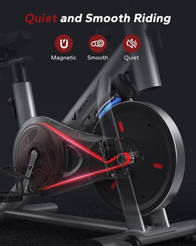 MERACH Exercise Bike, Brake Pad/Magnetic Stationary Bike with Exclusive App, Low Noise Indoor Cycling Bike with 270lbs Weight Capacity, Dumbbell Rack and Fitness Courses for Weight Loss in Saudi Arabia