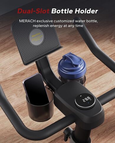 MERACH Exercise Bike, Brake Pad/Magnetic Stationary Bike with Exclusive App, Low Noise Indoor Cycling Bike with 270lbs Weight Capacity, Dumbbell Rack and Fitness Courses for Weight Loss in Saudi Arabia