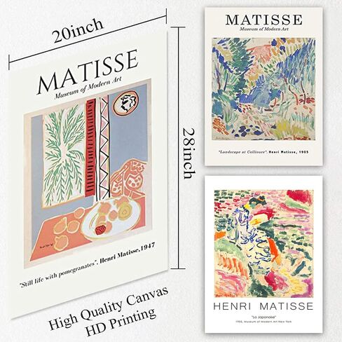 Matisse Wall Decor Aesthetic Wall Decors Vintage Minimalist Art Prints Boho Wall Art Pictures Large Room Wall Decors Artworks 16 * 24 Inch*3 Unframed (C) in Saudi Arabia