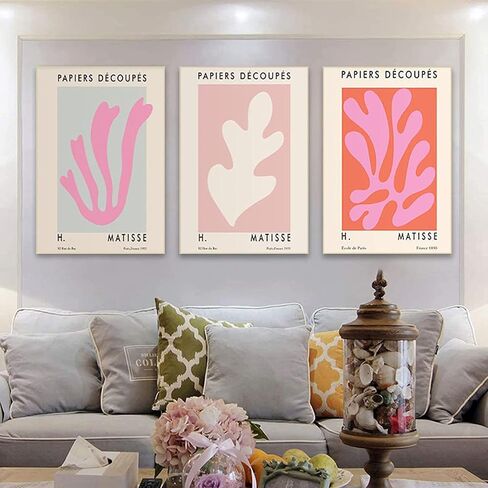 Matisse Wall Decor Aesthetic Wall Decors Vintage Minimalist Art Prints Boho Wall Art Pictures Large Room Wall Decors Artworks 16 * 24 Inch*3 Unframed (C) in Saudi Arabia