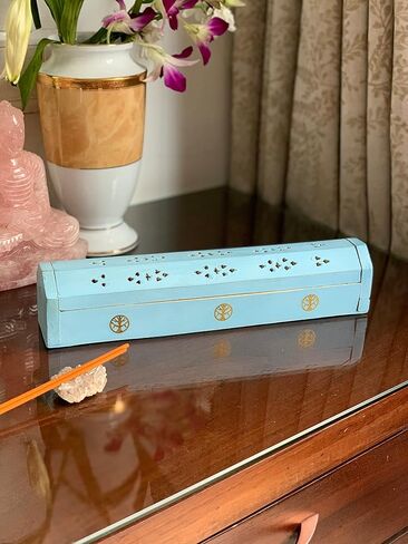 عصا البخور الخشبية المصنوعة يدويًا وموقد مخروطي مع حجرة تخزين، حامل رماد عضوي صديق للبيئة، حامل Agarbatti، طراز ريفي للتأمل، منتجات العطور المنزلية للعلاج العطري in Kuwait