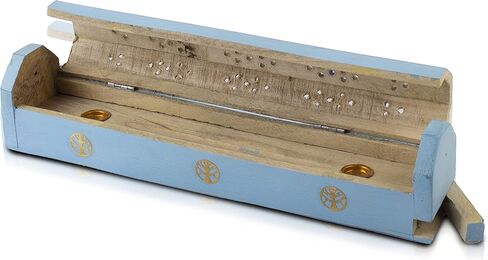 عصا البخور الخشبية المصنوعة يدويًا وموقد مخروطي مع حجرة تخزين، حامل رماد عضوي صديق للبيئة، حامل Agarbatti، طراز ريفي للتأمل، منتجات العطور المنزلية للعلاج العطري in Kuwait