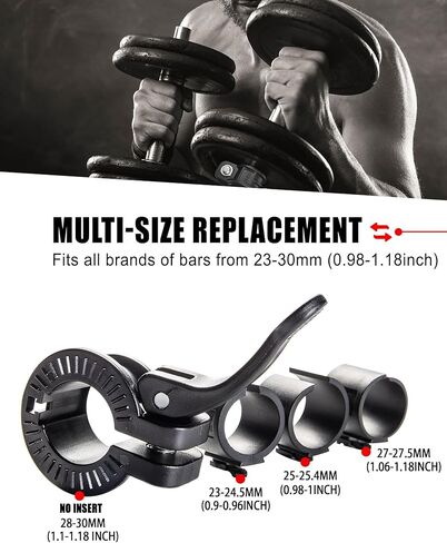 MINI Barbell Clips 1 inch I Multi-Size Adjustable Barbell Collar I 1 inch Barbell ClampsIQuick Release Weight Clips Pair of Locking for Dumbbell Bar (Black+Red) in Saudi Arabia