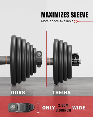MINI Barbell Clips 1 inch I Multi-Size Adjustable Barbell Collar I 1 inch Barbell ClampsIQuick Release Weight Clips Pair of Locking for Dumbbell Bar (Black+Red) in Saudi Arabia