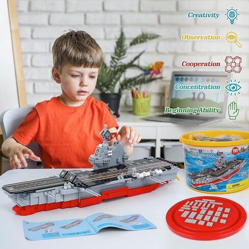 مجموعة مكعبات بناء حاملة الطائرات 786 قطعة، 8 في 1 مجموعة ألعاب بناء نموذج سفينة حربية عسكرية مع سفينة دورية بحرية، دبابة برية، مقاتلة جوية والمزيد من ألعاب بناء العلوم والتكنولوجيا والهندسة والرياضيات للأطفال بعمر 6 سنوات فما فوق in Kuwait