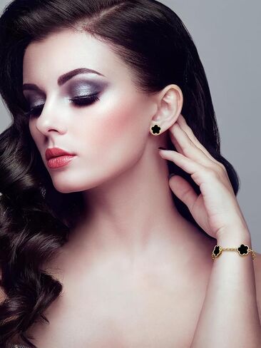 Four Leaf Clover Earring and Bracelet Set for Women Lucky Flower 14K Gold Jewelry in Kuwait
