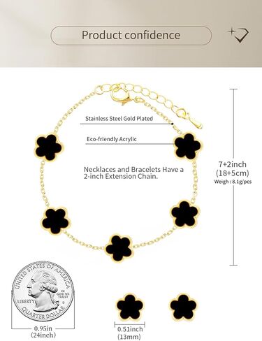 Four Leaf Clover Earring and Bracelet Set for Women Lucky Flower 14K Gold Jewelry in Kuwait