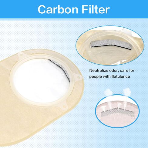 15PCS Colostomy Bags, Two Piece Drainable Pouches with Closure, Max Cut 57mm Ostomy Supplies for Ileostomy Stoma Care, 10pcs Bags+ 5pcs Skin Barriers in Saudi Arabia