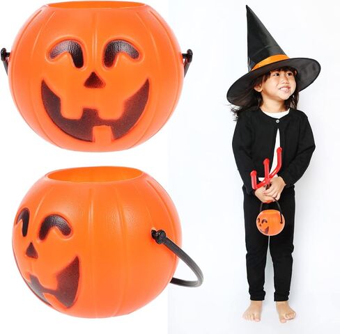 MAGICLULU 20 Pcs Halloween Pumpkin Bucket Plastic Buckets with Handles Lantern Bucket Halloween Party Supply in Saudi Arabia