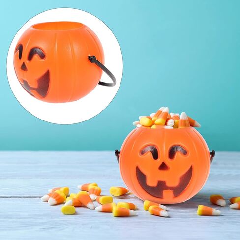 MAGICLULU 20 Pcs Halloween Pumpkin Bucket Plastic Buckets with Handles Lantern Bucket Halloween Party Supply in Saudi Arabia