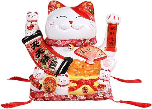 XIYUAN New10 Fortune Cat - قابس USB من السيراميك للقطط المحظوظة/بطارية ذات استخدام مزدوج (قطة تلوح) قطة محظوظة يابانية لطيفة تلوح لقطط غرفة المعيشة ومتجر مكتب الاستقبال وما إلى ذلك (الافتتاح الكبير Daji) in Kuwait