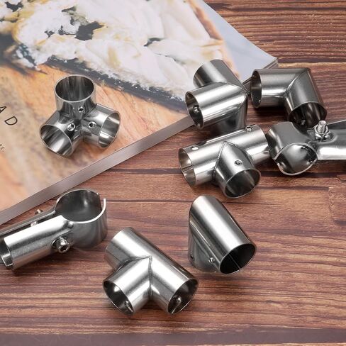 uxcell 2Pcs Elbow Corner Cross Structural Pipe Connectors 3 Way End Rails Clamp with Wrench Stainless Steel Corner Pipe Fittings for DIY Shelf Garden Support 1" Fit Pipe Dia, Silvery in Saudi Arabia