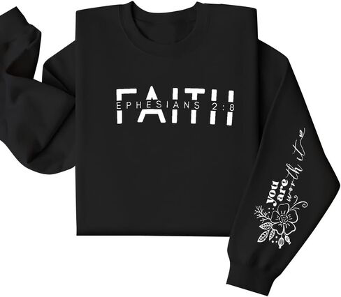 UNIQUEONE Christian Sweatshirt Women Faith Shirts: Jesus Sweatshirt Christian Religious Crewneck Long Sleeve Pullover Tops in Kuwait