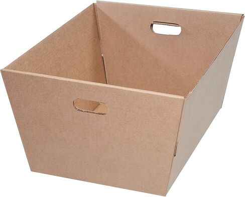 Aviditi Corrugated Cardboard Stackable Totes With Hand Holes, 25" x 19" x 12", Kraft Brown, Storage Totes For Organizing Homes, Warehouses and Offices, Pack of 25 in Saudi Arabia