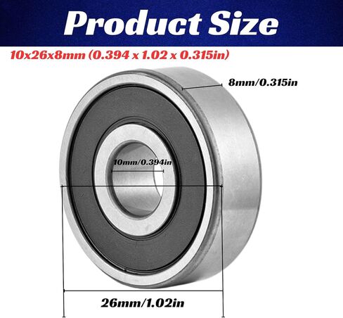 6000-2RS محامل كروية 10x26x8 مم ABEC3 محامل محكمة الغلق عالية السرعة للمحرك الكهربائي والعجلات والجزازة (عبوة من 4 قطع) in Kuwait