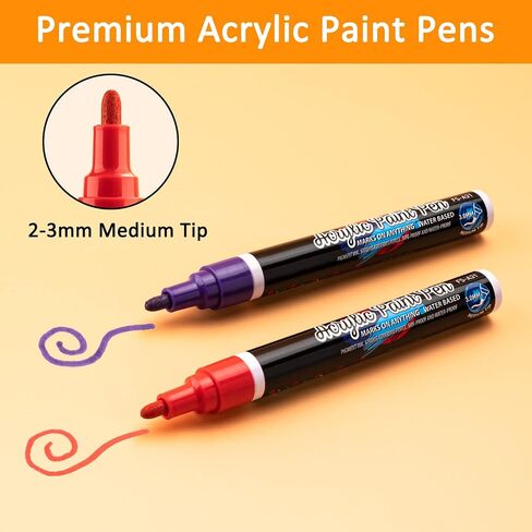 24PCS Acrylic Paint Markers - Dual Tip Acrylic Paint Pens (12 Colors) Paint Markers, for Rock Painting, Ceramic, Wood, Plastic, Calligraphy, Scrapbooking, Brush Lettering, Card Making, DIY Crafts in Saudi Arabia