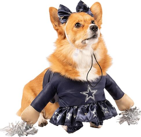 زي فريق Cheer Dog المرخص رسميًا من NFL Dallas Cowboys من MODERN HERO يشتمل على فستان بأذرع محشوة صناعية وكرات من الزينة وعصابة رأس من الساتان، مقاس XXL in Saudi Arabia