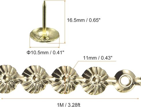 uxcell 2Pcs Upholstery Tacks Strips, 1Meter Flower Decorative Nail Trims for Sofa Headboard Chair Furniture with Upholstery Nails (11mm Copper) in Saudi Arabia