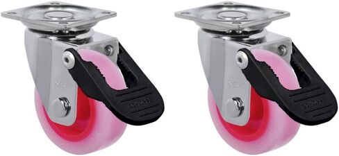 GLAP 210 Citrus Pink FPI، 2 بوصة (50 مم) دوارة، فرامل، عجلة بولي إيثيلين لا تترك علامات، 90 رطل، اللوحة: 1-21/32 × 1-21/32 بوصة (BH 1-1/4 × 1-1 /4") in Kuwait