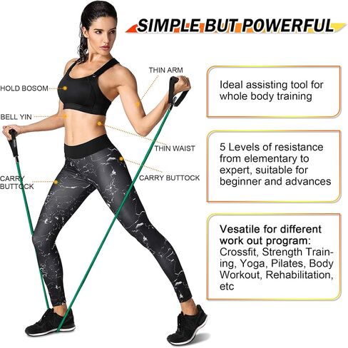 Exercise Resistance Bands with Handles, Comfortable and Non-Slip Handles with Door Anchor and Storage Bag, Professional Workout Bands for Physical Therapy, Strength Training in Saudi Arabia