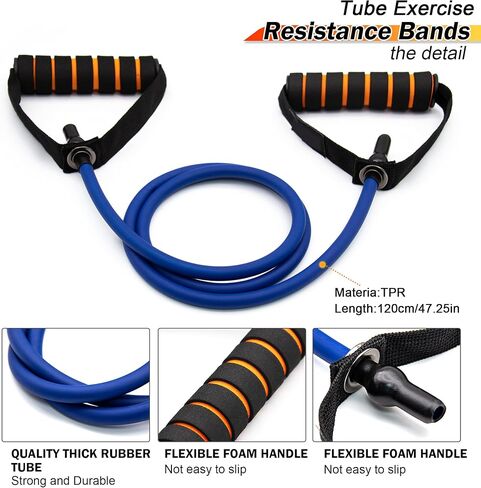 Exercise Resistance Bands with Handles, Comfortable and Non-Slip Handles with Door Anchor and Storage Bag, Professional Workout Bands for Physical Therapy, Strength Training in Saudi Arabia