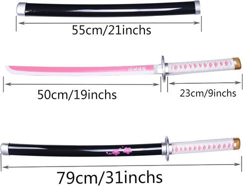 Demon Slayer Sword 30inch Cosplay Sword Rengoku Kyoujurou Sword Tokitou Muichirou Sword Original Texture, Wide Selection of Styles (guyin-78cm-lihualuo) in Saudi Arabia